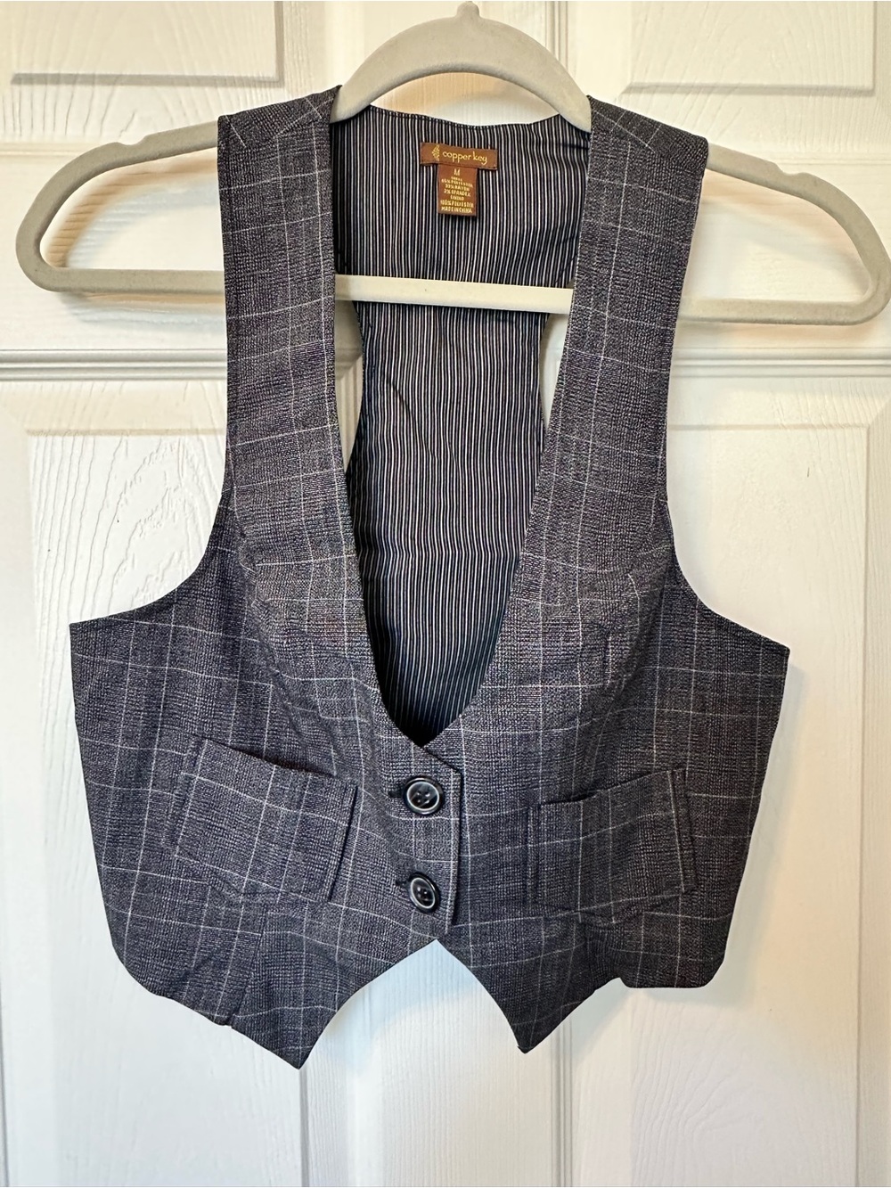 Copper Key Charcoal Windowpane Tailored Vest